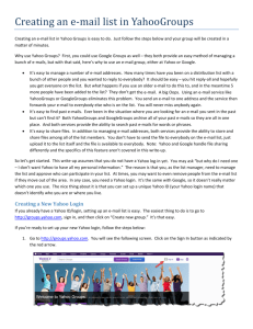 Creating an e‐mail list in YahooGroups
