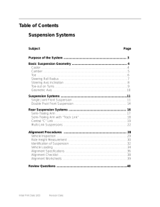Suspension Systems and Alignment Procedures