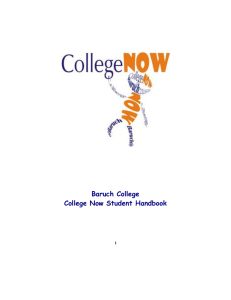 Baruch College College Now Student Handbook