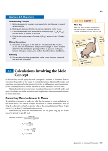 4.4 Calculations Involving the Mole Concept