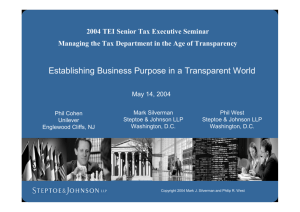 Establishing Business Purpose in a Transparent World