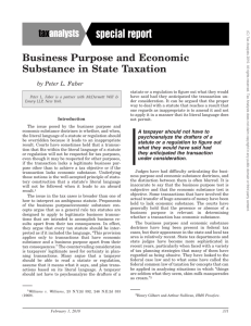 Business Purpose and Economic Substance in State Taxation