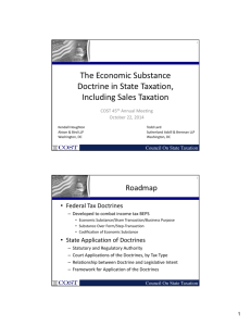 The Economic Substance Doctrine in State Taxation