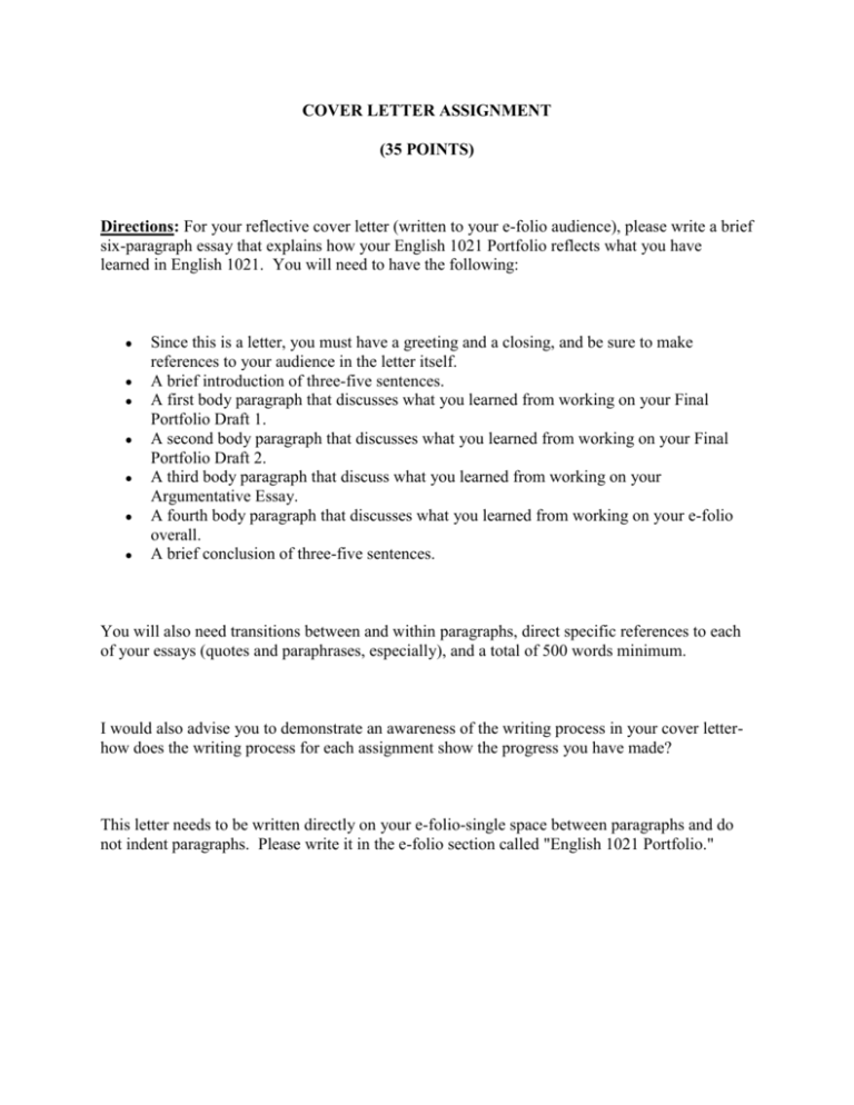 week 7 assignment resume and cover letter