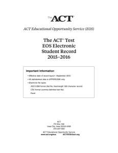 ACT EOS Electronic Student Record 2015-2016