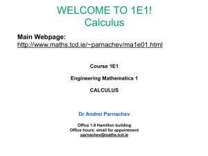 WELCOME TO 1E1! Calculus