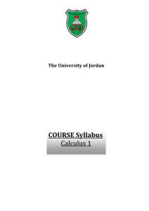 COURSE Syllabus Calculus 1