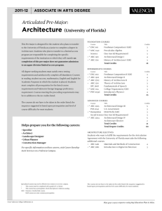 Articulated Pre-Major for Architecture (University of Florida)