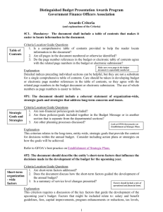 Explanation of Criteria - Government Finance Officers Association