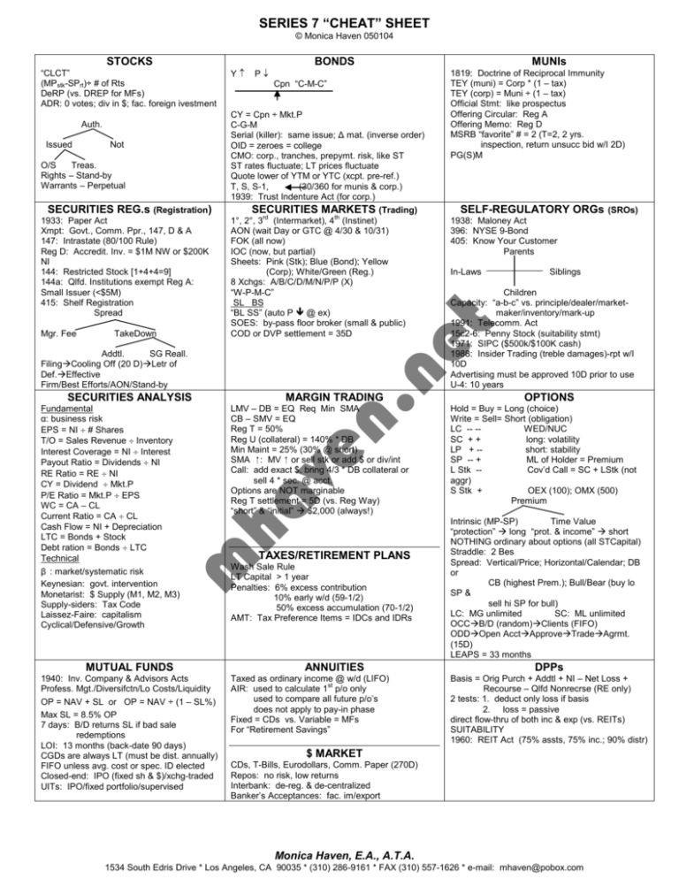 Series 66 Cheat Sheet 2023 Tanya Tanya