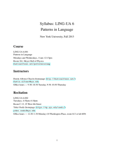 Syllabus: LING-UA 6 Patterns in Language
