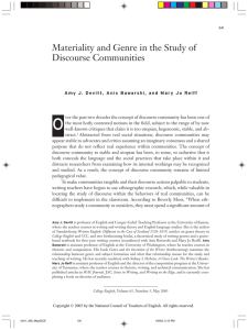 Materiality and Genre in the Study of Discourse Communities