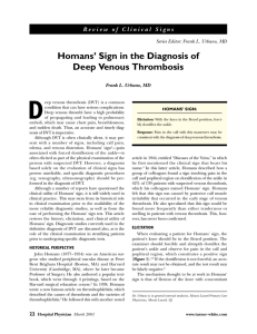 Homans' Sign in the Diagnosis of Deep Venous