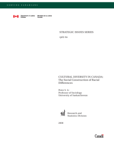 CULTURAL DIVERSITY IN CANADA: The Social Construction of