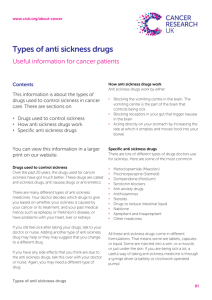 Types of anti sickness drugs