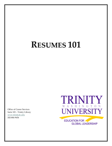 Resumes 101 - Trinity Washington University