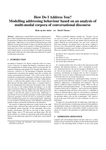 How Do I Address You? Modelling addressing