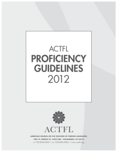 ACTFL Proficiency Guidelines - American Council on The Teaching