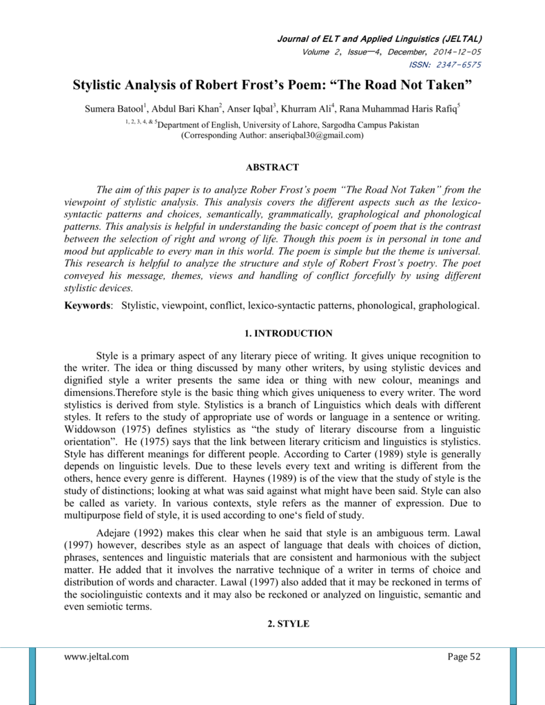 work cited for robert frost the road not taken analysis