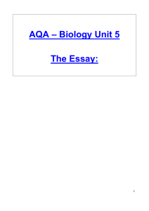 AQA – Biology Unit 5 The Essay