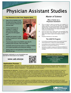 Physician Assistant Studies - University of Alabama at Birmingham