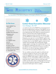 Winter 2015 Newsletter - National Registry of Emergency Medical