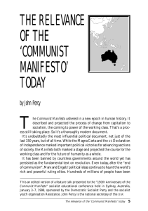 The Relevance of the 'Communist Manifesto' today