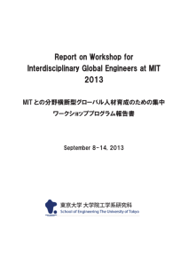 Report on Workshop for Interdisciplinary Global Engineers at MIT 2013