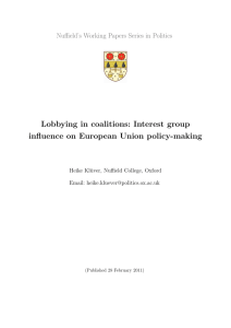 Lobbying in coalitions: Interest group influence on