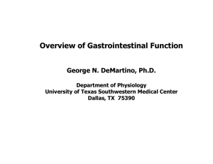 Overview Of Gastrointestinal Function