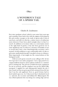 Charles Lindemann, A Wondrous Tale of a Sperm Tail