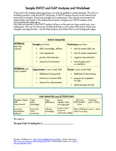 Sample SWOT and GAP Analyses and Worksheet