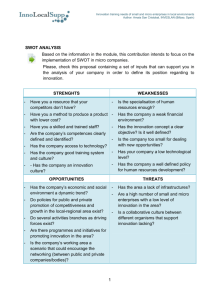 1 SWOT ANALYSIS Based on the information in the