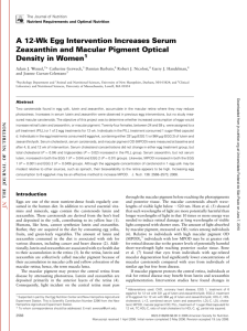 A 12-Wk Egg Intervention Increases Serum Zeaxanthin and Macular