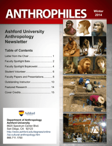 Ashford University Anthropology Newsletter