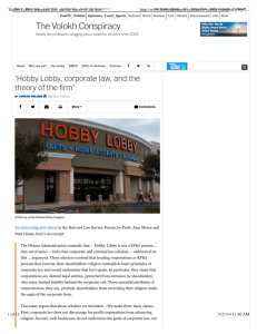 'Hobby Lobby, corporate law, and the theory of the firm'