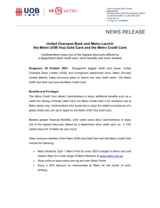 United Overseas Bank and Metro Launch the Metro UOB Visa Gold