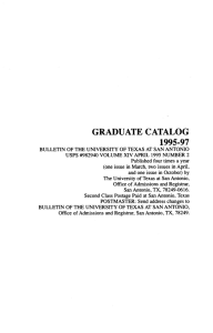 UTSA 1995-1997 Graduate Catalog