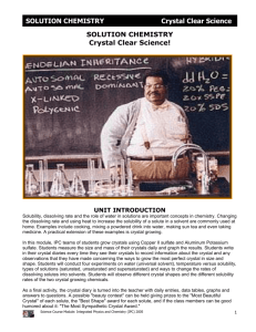 SOLUTION CHEMISTRY Crystal Clear Science