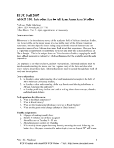 UIUC Fall 2007 AFRO 100: Introduction to African