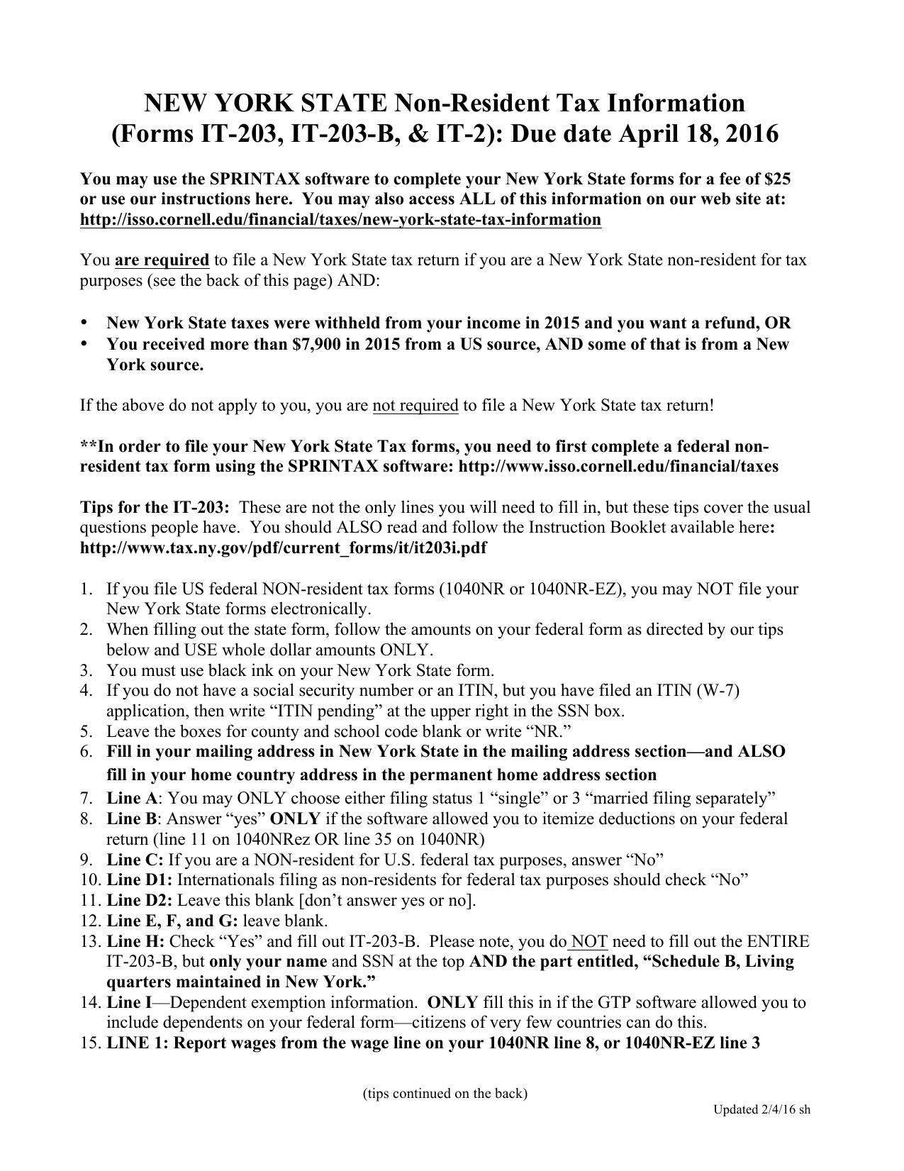 New York State Tax Chart 2015