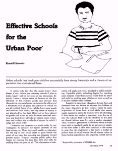 Effective Schools for the Urban Poor