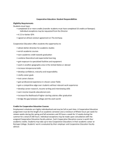 Cooperative Education: Student Responsibilities Eligibility