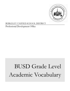 BUSD Grade Level Academic Vocabulary