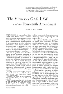 The Minnesota gag law and the Fourteenth Amendment.