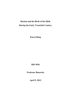 Racism and the Birth of the KKK During the Early Twentieth Century
