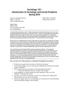 1 Sociology 101 syllabus for 930