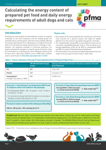 Calorie Fact Sheet - Pet Food Manufacturing Association