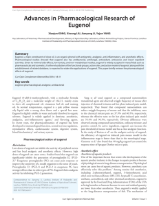 Advances in Pharmacological Research of Eugenol
