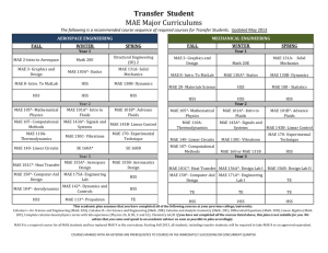 Transfer Student MAE Major Curriculums